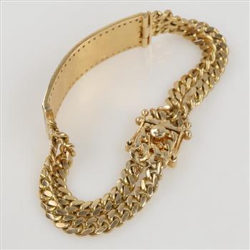 14kt Two Tone Gold CZ And Diamond ID Bracelet- Evaluated By Our Certified Gemologist