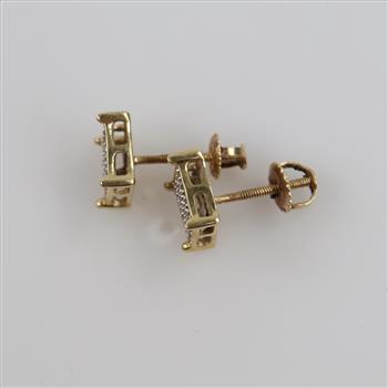 14kt Two Tone Gold Diamond Accent Earrings