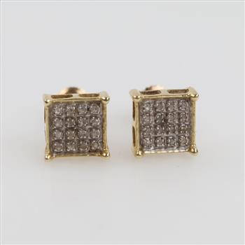 14kt Two Tone Gold Diamond Accent Earrings