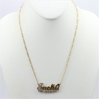 14kt Two Tone Gold Diamond Accent Name Plate Necklace
