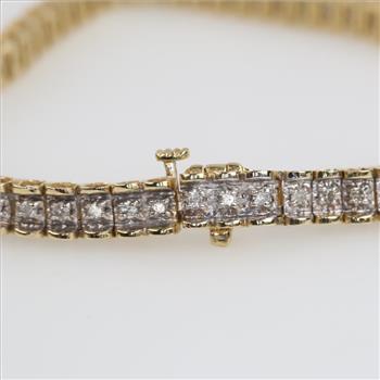 14kt Two Tone Gold Diamond Accent Tennis Bracelet