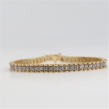 14kt Two Tone Gold Diamond Accent Tennis Bracelet