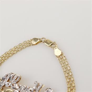 14kt Two Tone Gold Diamond And Ruby I Love You Bracelet