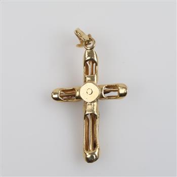 14kt Two Tone Gold Diamond Cross Pendant