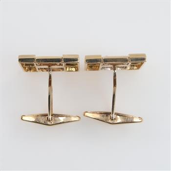 14kt Two Tone Gold Diamond Cuff Links