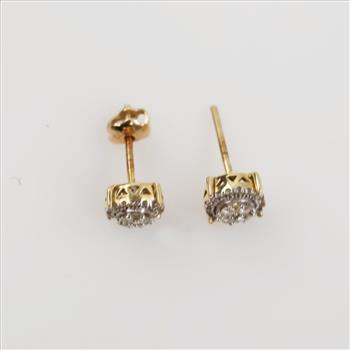 14kt Two Tone Gold Diamond Earring