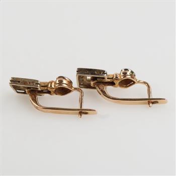 14kt Two Tone Gold Diamond Earrings