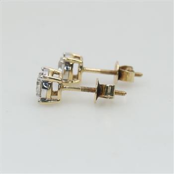 14kt Two Tone Gold Diamond Earrings