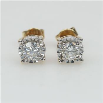 14kt Two Tone Gold Diamond Earrings