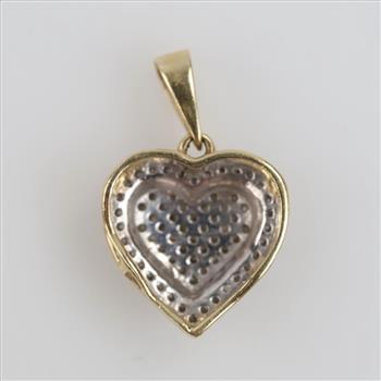 14kt Two Tone Gold Diamond Heart Pendant
