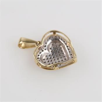 14kt Two Tone Gold Diamond Heart Pendant