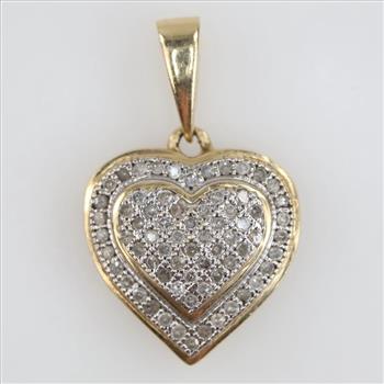 14kt Two Tone Gold Diamond Heart Pendant