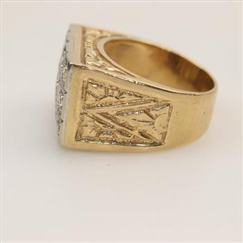 14kt Two Tone Gold Diamond Signet Ring