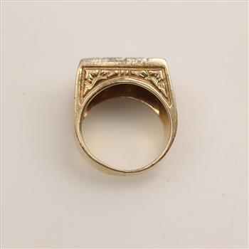 14kt Two Tone Gold Diamond Signet Ring