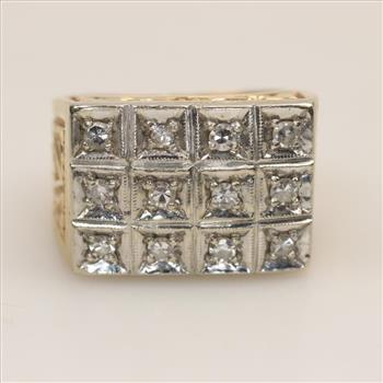 14kt Two Tone Gold Diamond Signet Ring