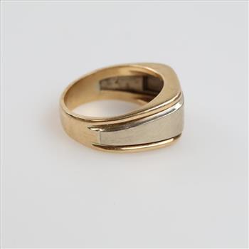 14kt Two Tone Gold Diamond Signet Ring