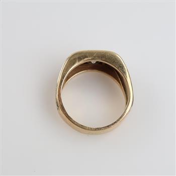14kt Two Tone Gold Diamond Signet Ring