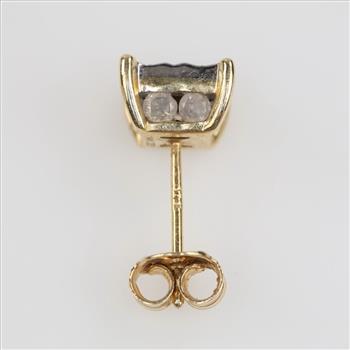 14kt Two Tone Gold Diamond Stud Earring
