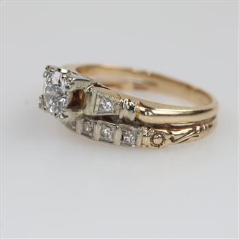 14kt Two Tone Gold Diamond Wedding Set