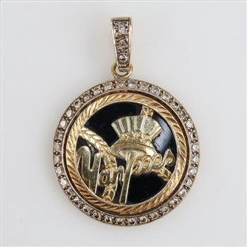 14kt Two Tone Gold Diamond Yankees Pendant