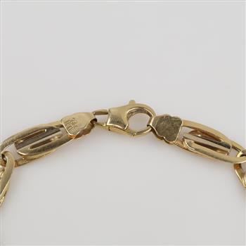 14kt Two Tone Gold Double Oval Link Bracelet
