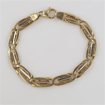 14kt Two Tone Gold Double Oval Link Bracelet