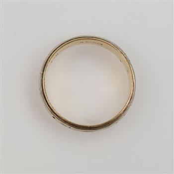 14kt Two Tone Gold Engraved Design Band