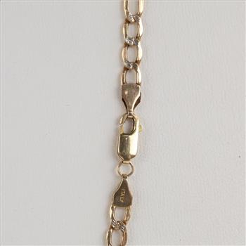 14kt Two Tone Gold Figaro Chain Link Necklace
