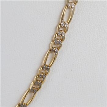 14kt Two Tone Gold Figaro Chain Link Necklace