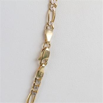 14kt Two Tone Gold Figaro Chain Link Necklace