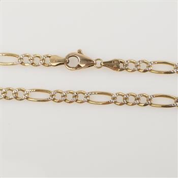 14kt Two Tone Gold Figaro Chain Link Necklace