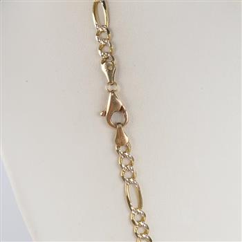 14kt Two Tone Gold Figaro Chain Link Necklace