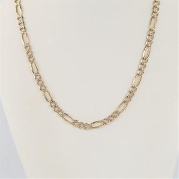 14kt Two Tone Gold Figaro Chain Link Necklace