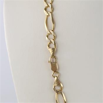 14kt Two Tone Gold Figaro Linbk Chain Necklace-Evaluated By Our Certified Gemologist-AGS/GIA