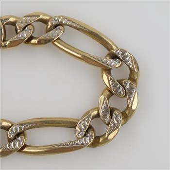 14kt Two Tone Gold Figaro Link Bracelet