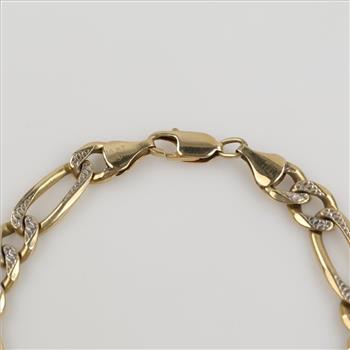 14kt Two Tone Gold Figaro Link Bracelet