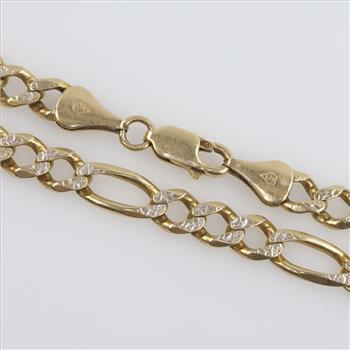 14kt Two Tone Gold Figaro Link Bracelet