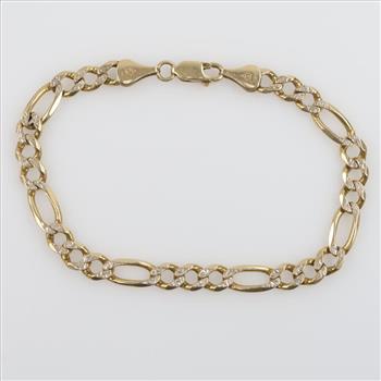 14kt Two Tone Gold Figaro Link Bracelet