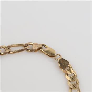 14kt Two Tone Gold Figaro Link ID Bracelet