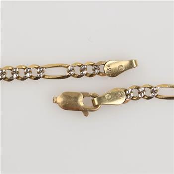 14kt Two Tone Gold Figaro Link Necklace