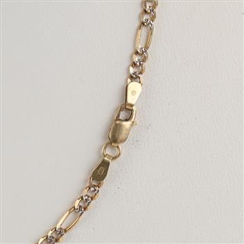 14kt Two Tone Gold Figaro Link Necklace