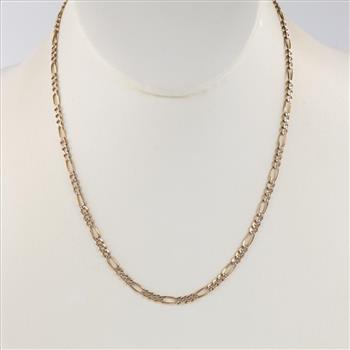 14kt Two Tone Gold Figaro Link Necklace