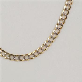 14kt Two Tone Gold Flat Curb Link Necklace