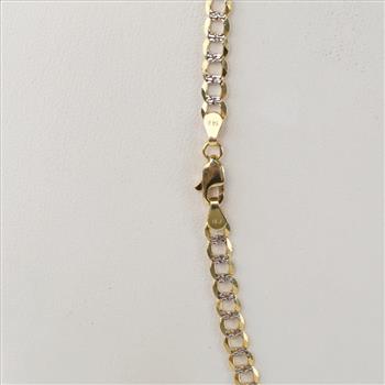 14kt Two Tone Gold Flat Curb Link Necklace