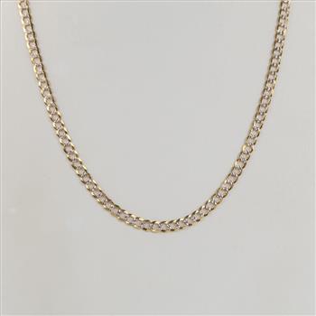 14kt Two Tone Gold Flat Curb Link Necklace