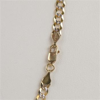 14kt Two Tone Gold Flat Curb Link Necklace