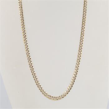 14kt Two Tone Gold Flat Curb Link Necklace