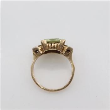 14kt Two Tone Gold Green Stone Ring