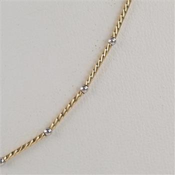 14kt Two Tone Gold Hollow Beaded Necklace