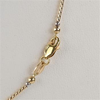 14kt Two Tone Gold Hollow Beaded Necklace